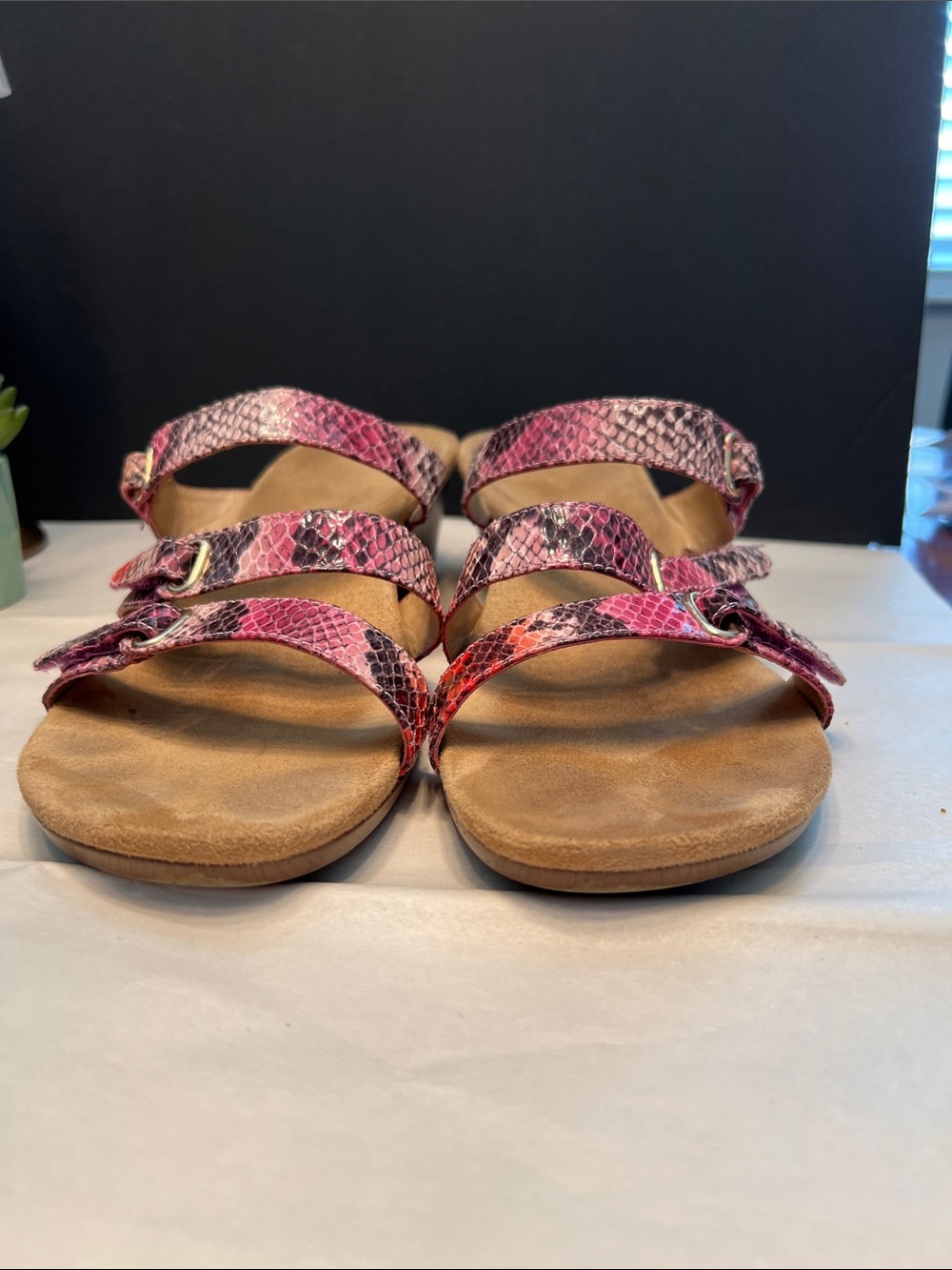 Vionic Pink Snake-Print Triple Buckle Slide Sandal - Picture 4 of 6